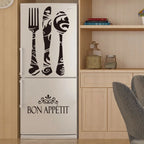 [1pc Creative Kitchen Sticker] 1pc New Knife And Fork English Refrigerator Sticker, Decorative Wall Sticker, Restaurant Kitchen