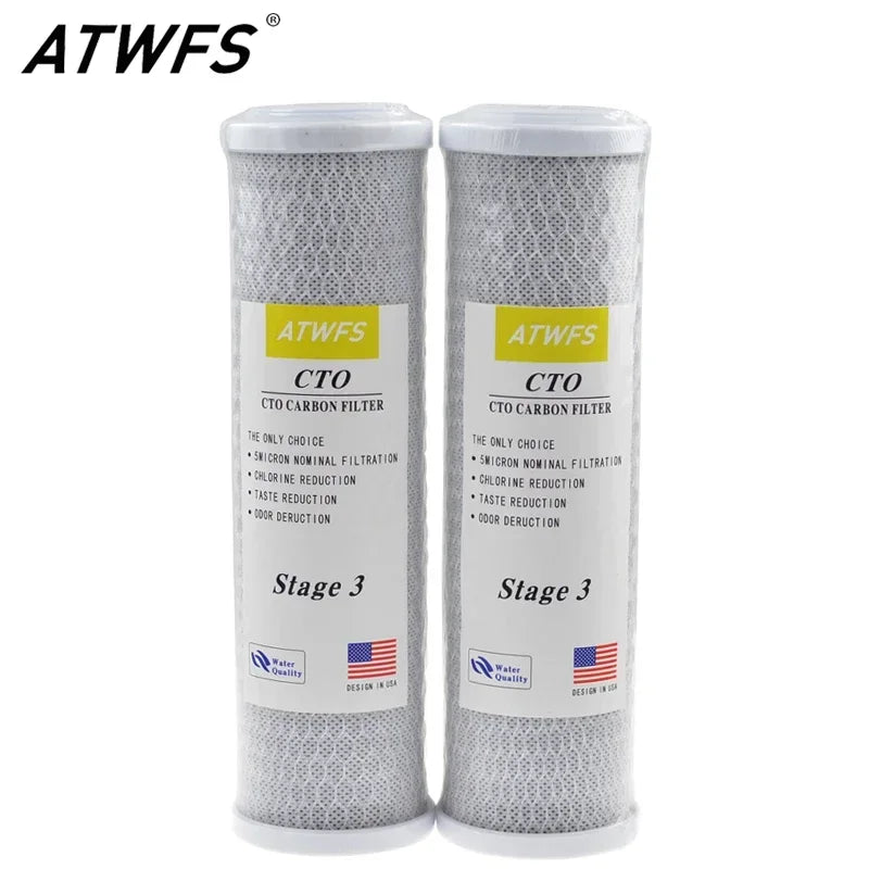 2pcs Universal Water Filter Activated Carbon Cartridge Filter, 10 Inch