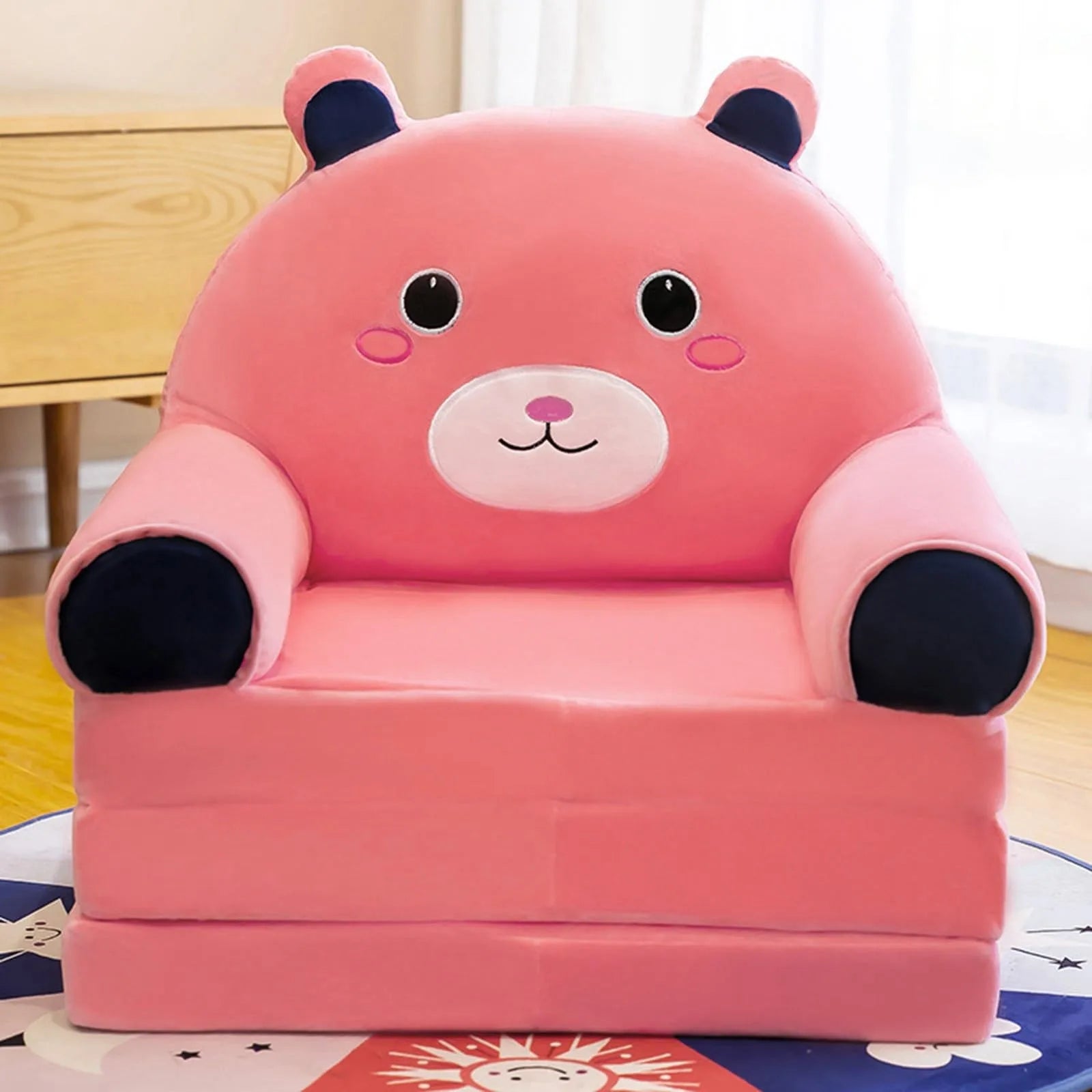 Plush Sofa Backrest Armchair 2 In 1 Foldable Cute Cartoon Lazy Sofa Children Flip Open Sofa Bed For Bedroom Folding Sofa Bed