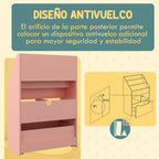 Homcom Children's Bookshelf with 3 Compartments 2 Cubes Drawer and Wheels