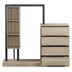 Wardrobe with 4 Drawers and 3 Shelves Natural