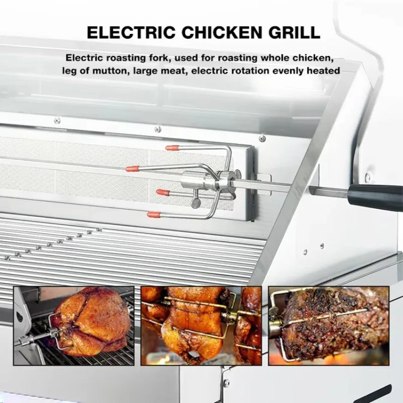 Customized L-Shaped Stainless Steel Outdoor Modular Kitchen with 6-Burner Gas Grill, Sink and Fridge Cabinet for Patio Backyard