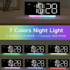 LED Alarm Clock with Colorful RGB Atmosphere Night Light and Output Power Interface to Charge Other Devices. Gift Idea for All