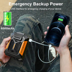 Outdoor Portable Waist & Neck Fan | USB Rechargeable with LED Light & Built-in Power Bank