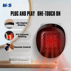 MSS 600W Plug In Heater Wall Mounted Heater Intelligent Air Heater Home Heating Warmer Fan for Home Bathroom Bedroom PTC Ceramic
