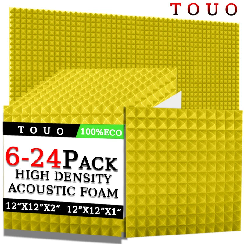 TOUO 6/12/24 Pcs Pyramid Acoustic Foam Sound Absorbing Studio Acoustic Treatment Noise Insulation For Walls Acoust Insulation
