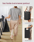 VASAGLE Laundry Basket, Laundry Hamper, Laundry Sorter with 2 Pull-Out and Removable Bags, 2 Shelves, 46L Capacity per Bag