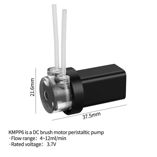 Kamoer 4/12ml/min Low Flow KMPP6 Peristaltic Pump 3.7V DC Motor Self-priming Pump Dosing Pump for Lab and Medical Field