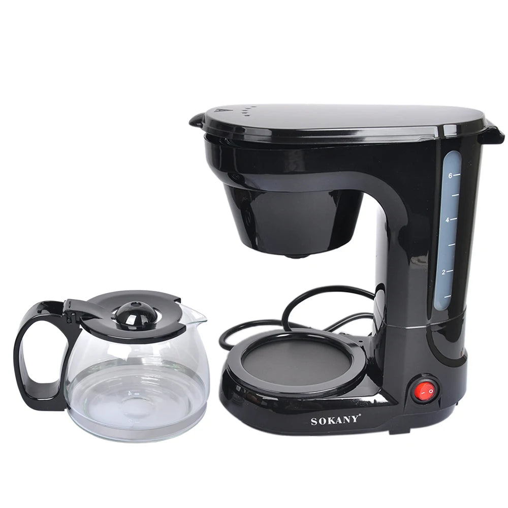 Electric Drip Coffee Maker, Compact Coffee Maker with Reusable Filter, Hot Plate and Coffee Pot