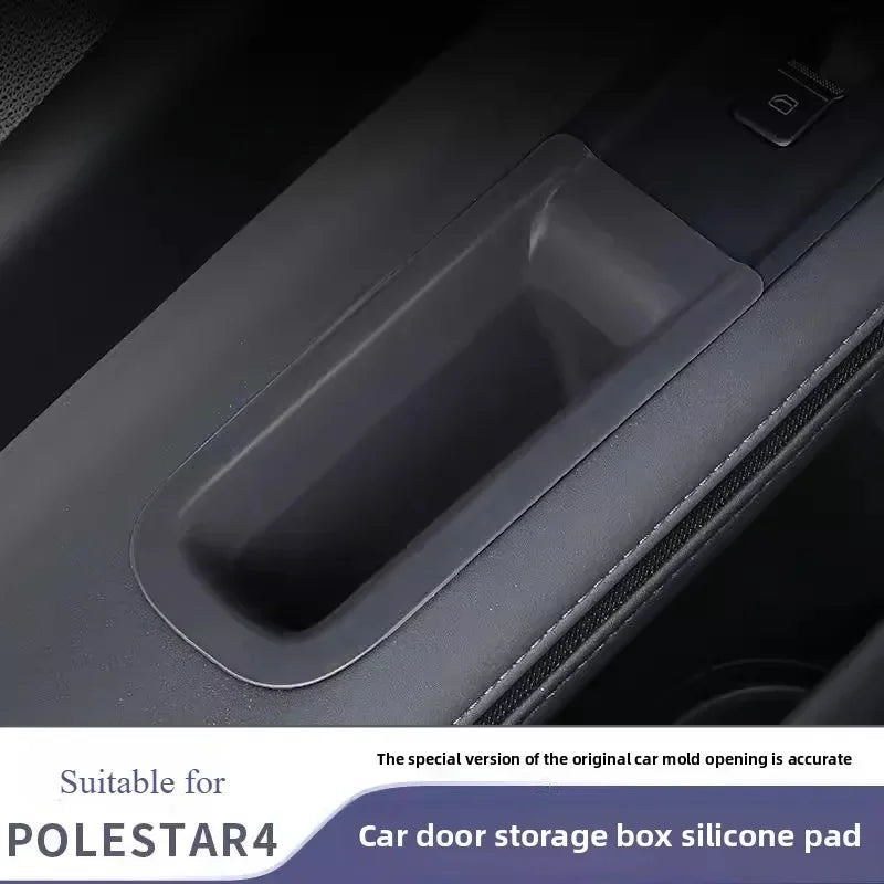 For Polestar 4 Car Door Handle Storage Box Silicone Pad Waterproof Front Rear Door Armrest Organizer Interior Accessories