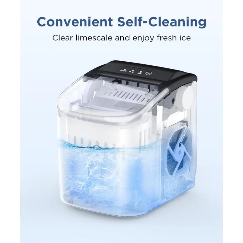 COWSAR Ice Maker Countertop, Portable  Machine with Self-Cleaning, 26.5lbs/24Hrs, 9 Bullet  Cubes in 6 Mins,  Basket