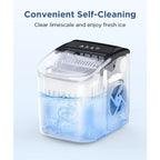 COWSAR Ice Maker Countertop, Portable  Machine with Self-Cleaning, 26.5lbs/24Hrs, 9 Bullet  Cubes in 6 Mins,  Basket