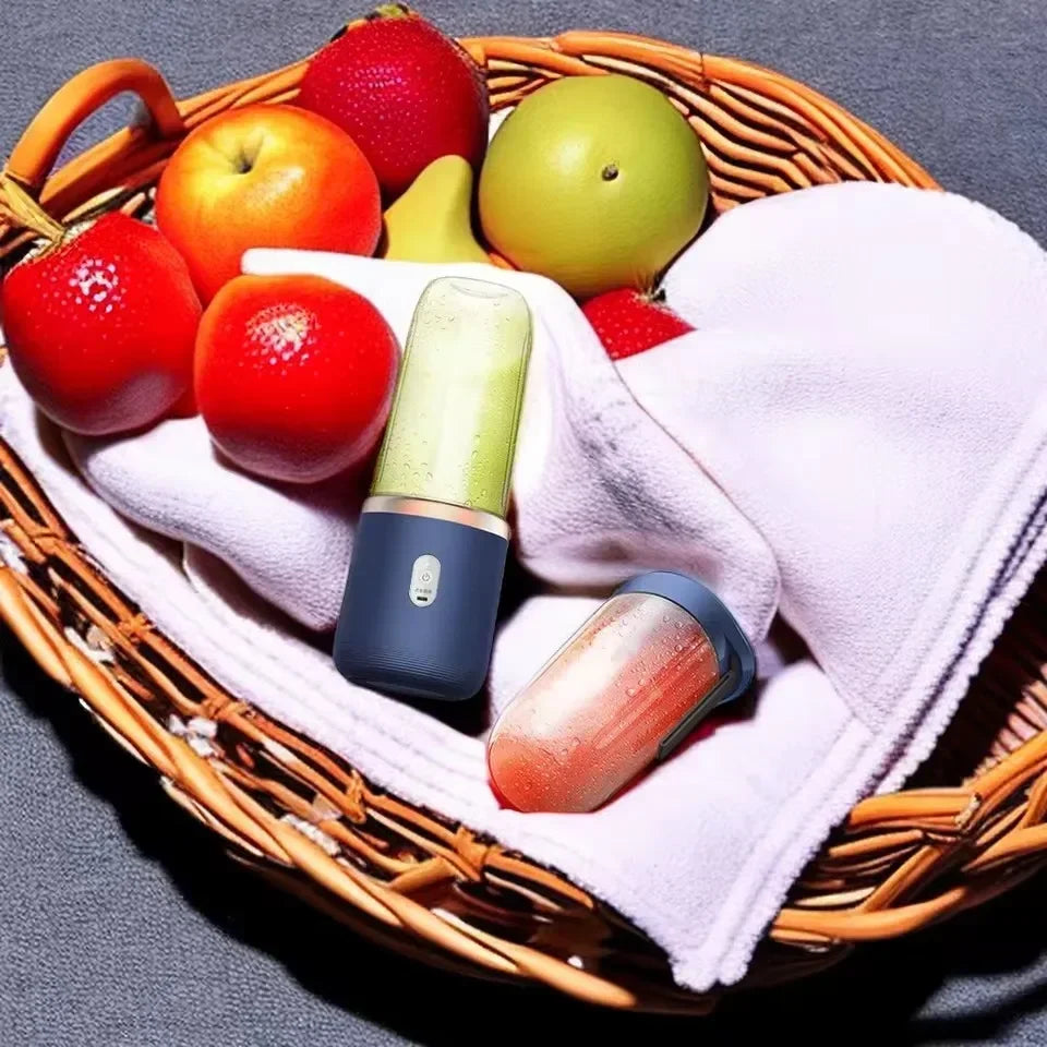 Portable Small Electric Juicer Blue/Pink Stainless Steel Blade Cup Juicer Fruit Automatic Smoothie Blender Kitchen Tool