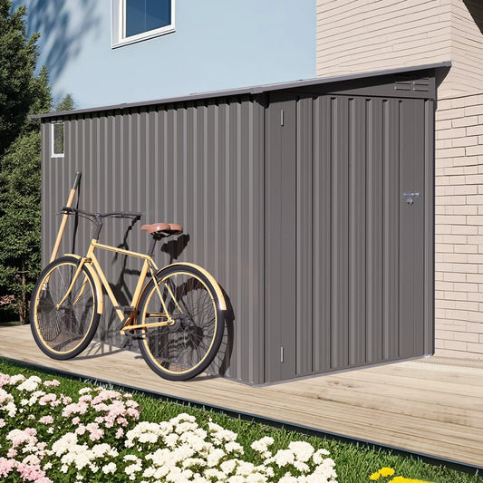 SUSUA 4 x 9 FT Outdoor Storage Shed, Metal Garden Shed Tool House with Sloping Roof,2 vents and 1 Side Open Door for Backyard