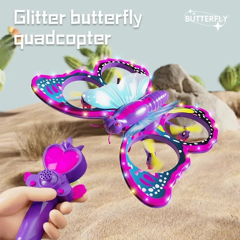 V40 Glitter Butterfly RC Plane 2.4G Remote Control EPP Foam With LED Indoor And Outdoor Simple Flying Toy Aircraft Gifts