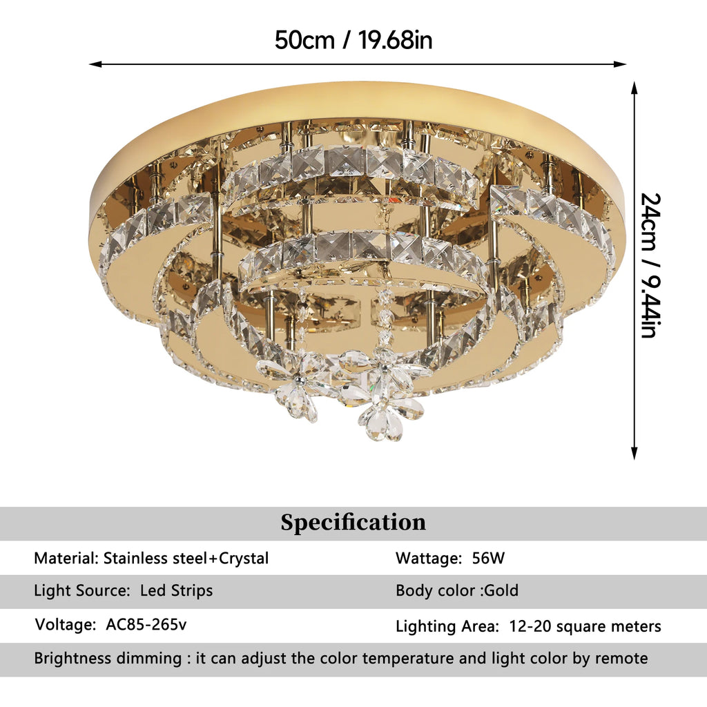 Flower Led Ceiling Lamp Modern Crystal Drop Chandelier Pendant Light Ceiling Light Home Decor Fixtures Living Room RC Dimming