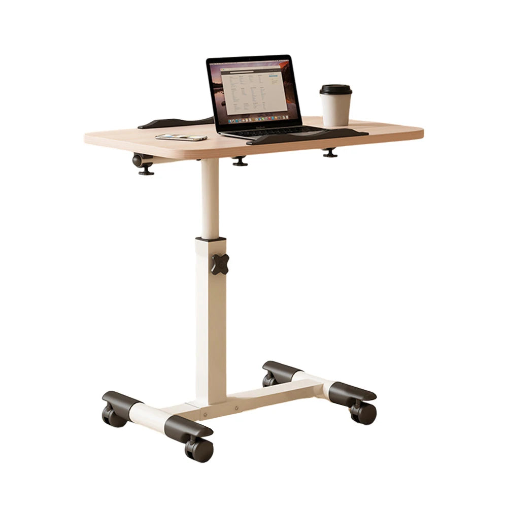 Overbed Table Adjustable Height Over The Bed Mobile Hospital Bedside Table With Tilting Desktop, Wheels, Rolling Standing Laptop