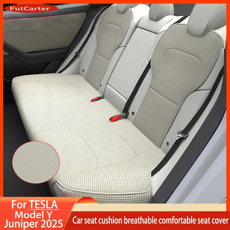 For Tesla ModelY Juniper 2025 PU Seat Cushion Ventilation Comfortable, Four Seasons Universal Split Single Sitting Back row Set
