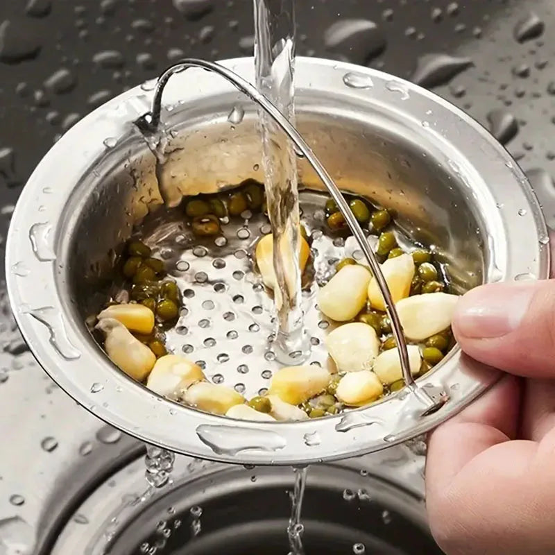 1/20pcs Kitchen Sink Strainer With Handle & Stopper Replacement Drain Basket Stainless Steel Mesh Filter Waste Hole