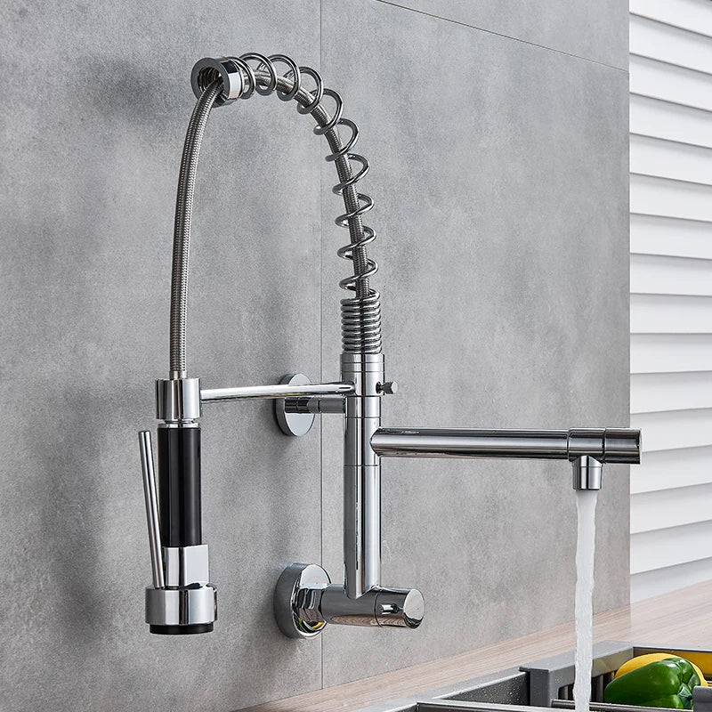 Only Cold Water  In-Wall Spring Kitchen Faucet Hand-Held Nozzle Kitchen Faucet Balcony Basin 360 Degree Rotating Kitchen Tap