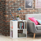 2-Tier Side End Table Nightstand Bedside Sofa Table w/ Storage Shelves White