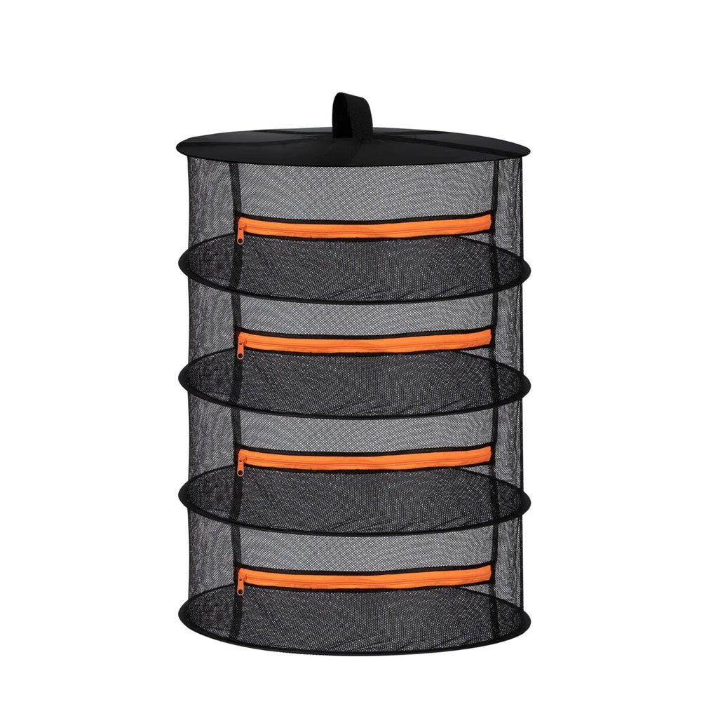 2ft Herb Drying Rack 2/4/6/8 Layer Folding Mesh Hanging Basket Dryer Net with Zippers for Seeds Flowers Buds Fit in Grow Tents