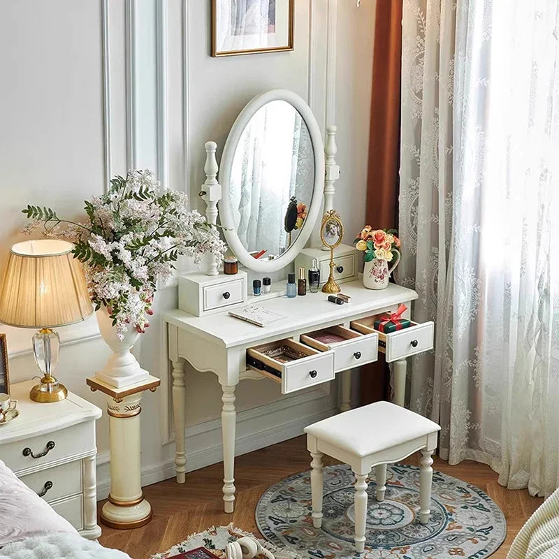 Postmodern Storage Wood Vanity Table Beige Make Up Organizer Bedroom Dresser Salon Compact Space Saving Nordic Trendy Furniture