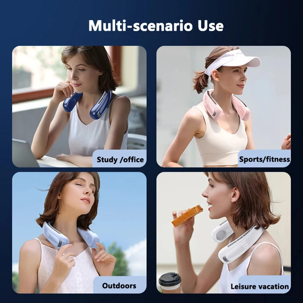 15000mah Portable Neck Fan Smart Digital Display USB Rechargeable Outd