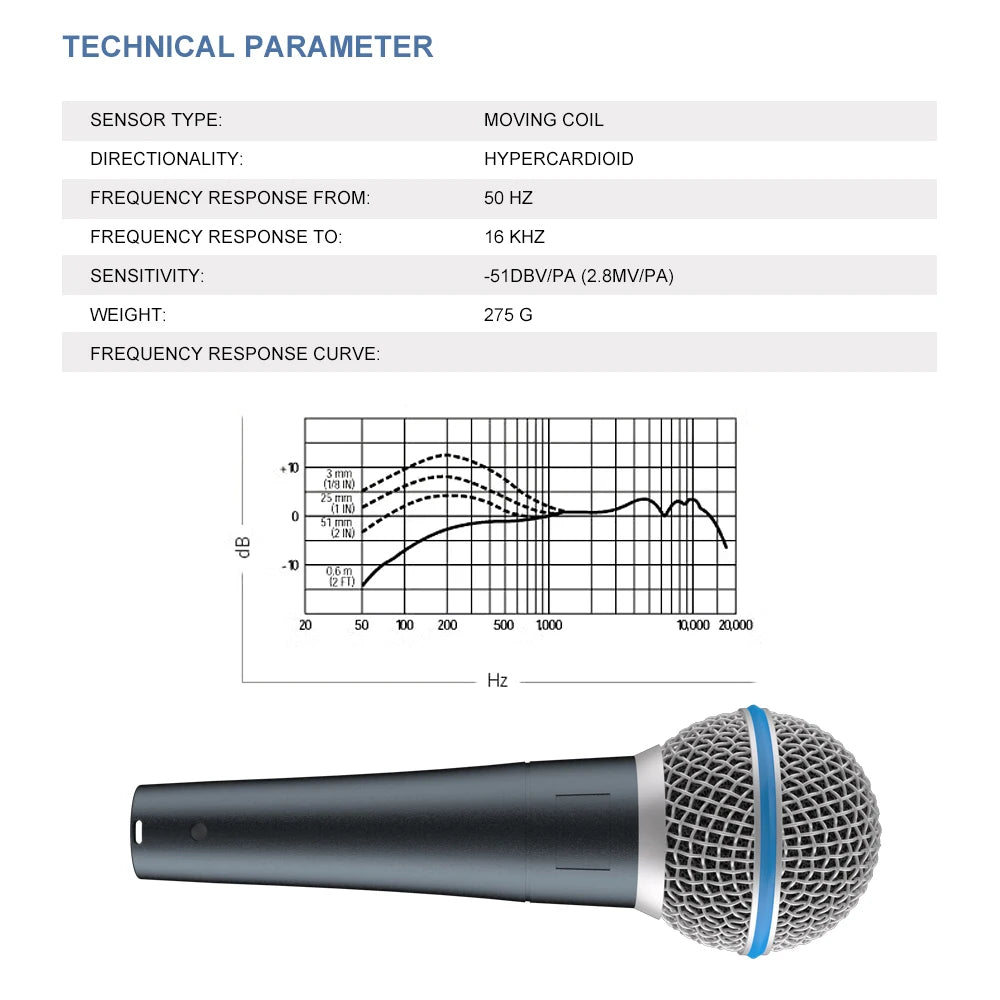 Dynamic microphone  BETA 58A Performance For Live Stage Party Show Meeting School Church Capture Crystal-Clear Vocals