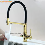 Filter Kitchen Faucet Black Dual Spout Drinking Water Faucet Mixer 360 Degree Rotation Hot Cold Water Purification Feature Tap
