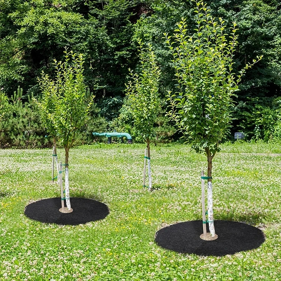12Pcs New Tree Protection Weed Mats Ecological Control Cloth Mulch Ring Round Weed Barrier Plant Cover for Indoor Outdoor Garden