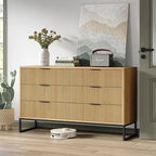 6 Drawer Double Dresser 54''W Modern Dresser Wood Storage Dressers & Chests of Drawers for Closet, Bedroom Living Room, Hallway