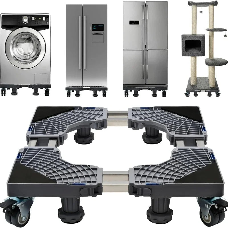 Mobile Appliance Pedestal - Double Pipe Fridge & Washer Stand w/ Wheels