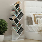 【Breeins】Rustic Standing Tree Bookshelf Wood Display Rack For Home Office Decoration Storage Organizer Shelf Bookcase