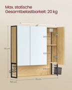 VASAGLE Mirror Cabinet Bathroom with Lighting Cable