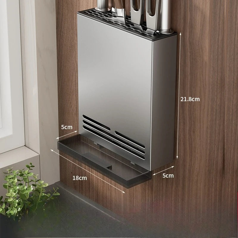 Kitchen Storage Rack Carbon Steel & Plastic Wall-Mounted Non-Drilling Water-Draining Multi-Functional Kitchen Hanging Rack