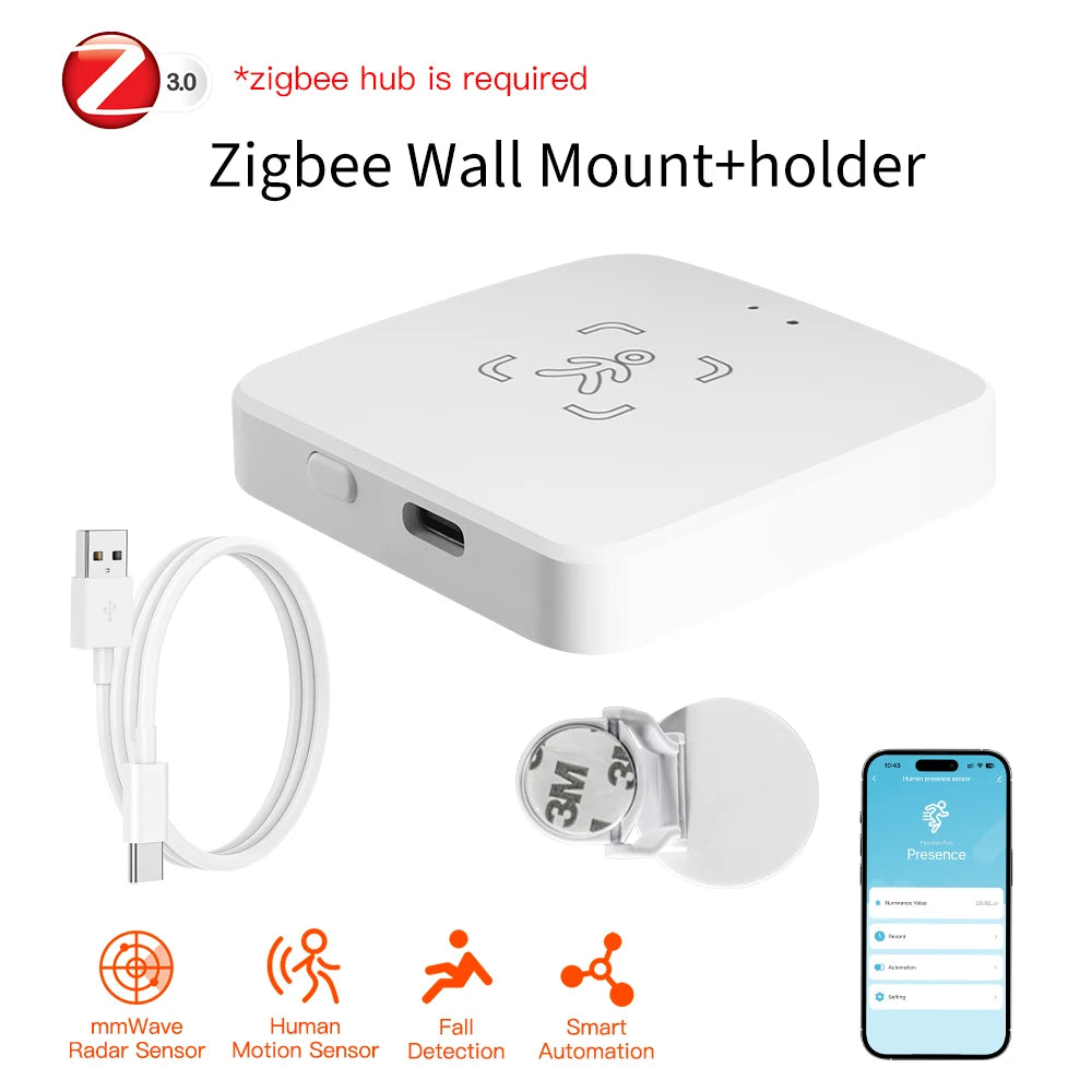 Tuya WiFi Zigbee Human Presence Sensor MmWave Radar Detector With Luminance Sensor For Smart Home Replace PIR Sensor