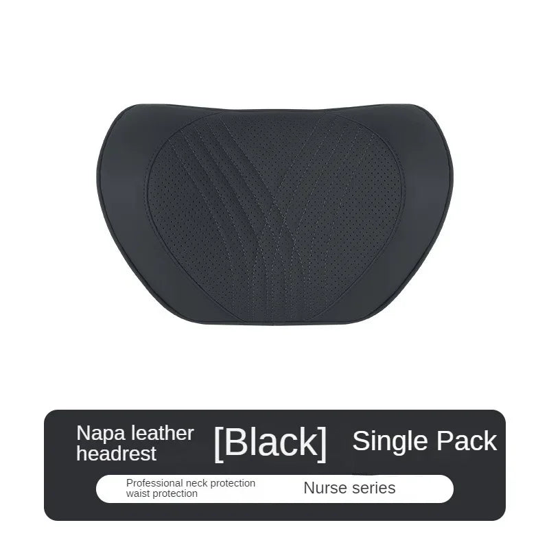 Car Seat High-end Leather Pillow Neck Driving Seat Headrest Back Cushion Luxury Universal Auto Lumbar Support Waist Head Qulit