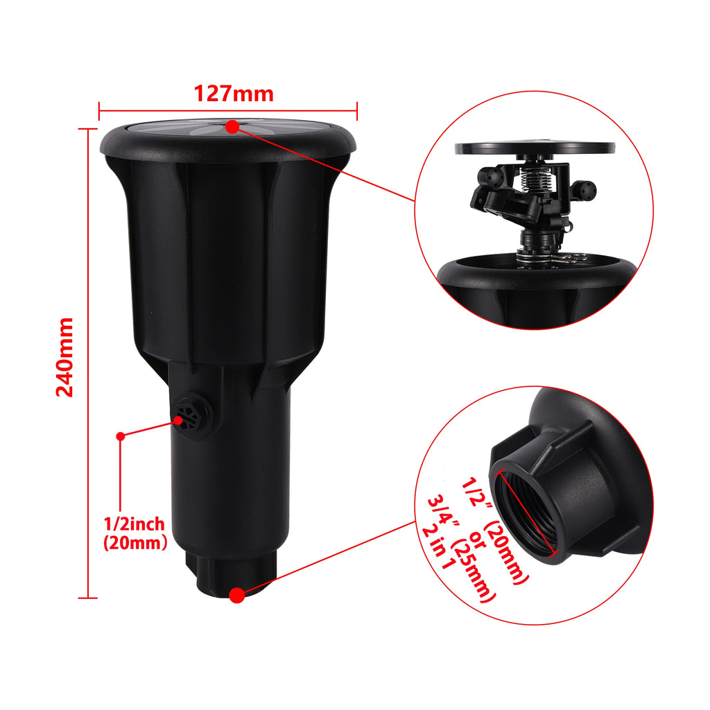 1/2" 3/4" Pulse Pop-Up Impact Sprinkler Head Adjustable Rocker Rotary Buried Sprinkler Flat Farmland Automatic Irrigation