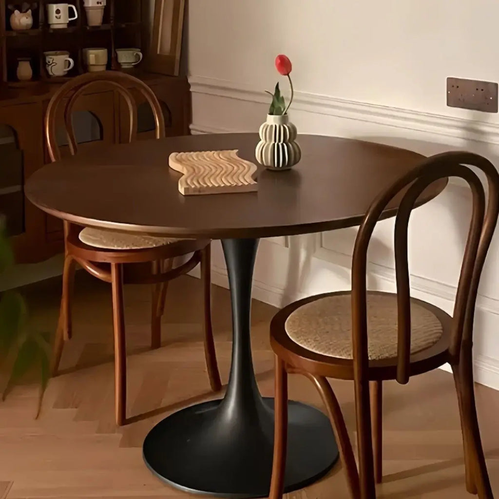 Tulip White Small Round Table Internet Celebrity Reception Negotiation  Balcony  Bedroom  Home  Milk Tea Shop Walnut  Dining