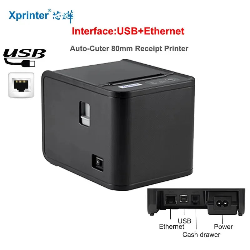 Xprinter 80mm Thermal Receipt Printer with Auto  cutter 200mm/s Print speed with USB+Ethernet/Bluetooth/wifi  XP-N160II 80T T80A
