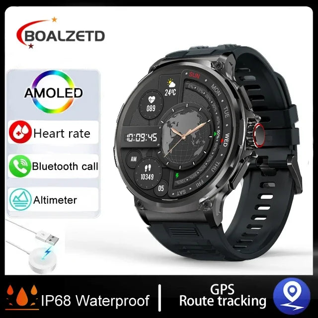 2025 GPS Track Smart Watch Men 1.85-Inch HD AMOLED Screen 360*360 Mah Battery Sport Bluetooth Call sports Smartwatch New Gift