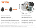 VEVOR Shallow Well Jet Pump 115 Volt Cast Iron / Stainless Steel Irrigation Water Pump for Agricultural Garden Irrigation System