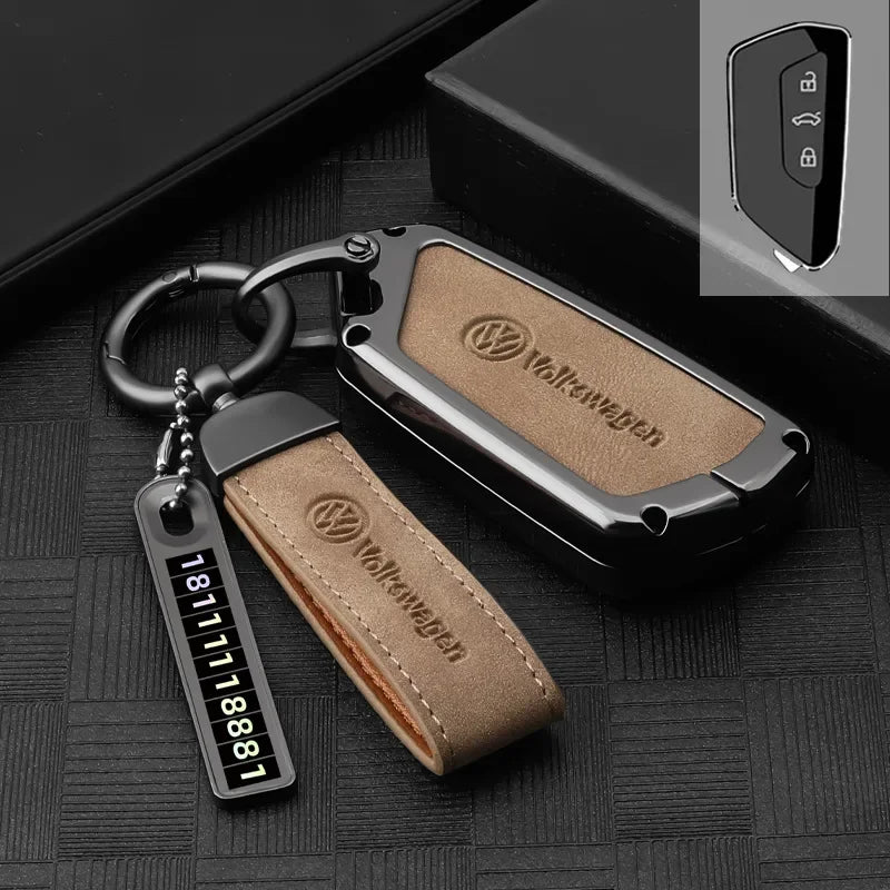 Vw Golf 5 6 Polo Passat B6 B7 Cc Skoda Jetta Universal Car Key Case Luxury Leather Key Cover Durable Secure Car Holder