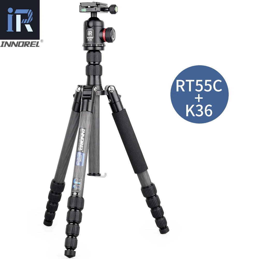 RT55C Professional 10 Layers Carbon Fiber Tripod For Digital Camera Suitable For Travel Top Quality DSLR Stand 161cm Max Height