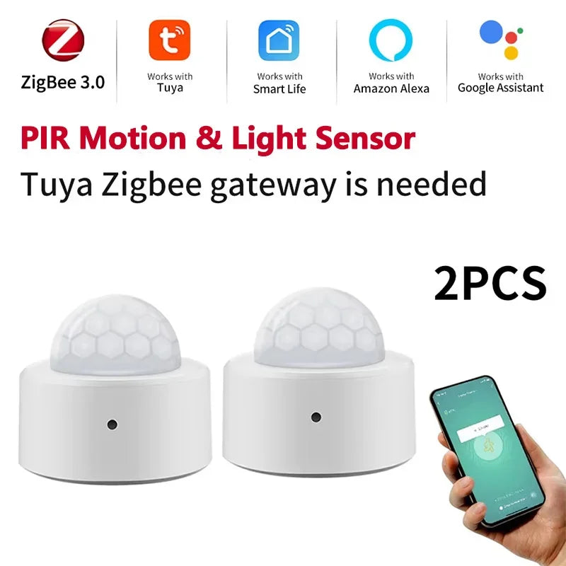 Tuya Zigbee PIR Motion Sensor & Light Detector Infrared Smart Sensor Wireless Home Alarm System Works with Alexa Smart Life App