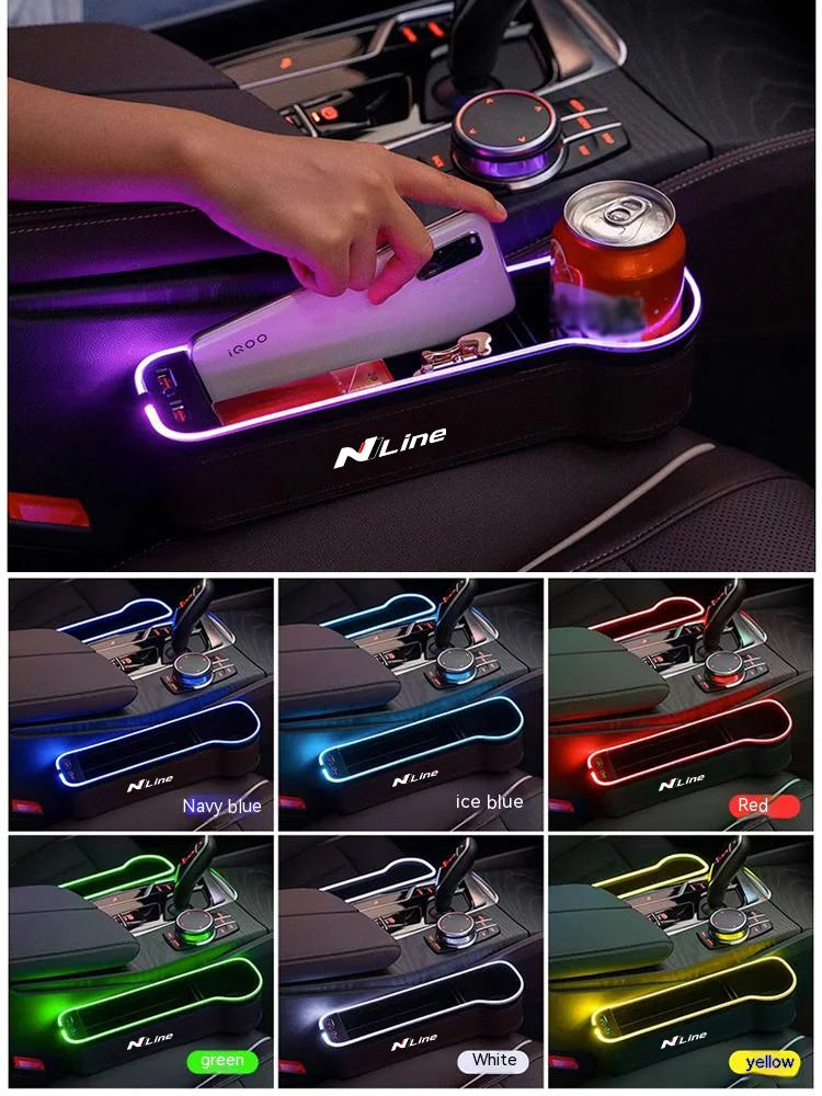 Hyundai N Line I30 Sonata Elantra i40 Kona Tucson IONIQ Santa-fe Venue i20ix25 Car Seat Gap Crevice Slot Storage Box Accessories