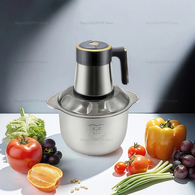 Electric Meat Grinder with Five-Speed Stainless Steel Food Processor Meat Vegetables Multifunctional Kitchen Food Shredder