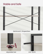 VASAGLE 6-Tier Tall Bookshelf, Large Bookcase, Steel Frame, Freestanding Shelf Unit for Living Room