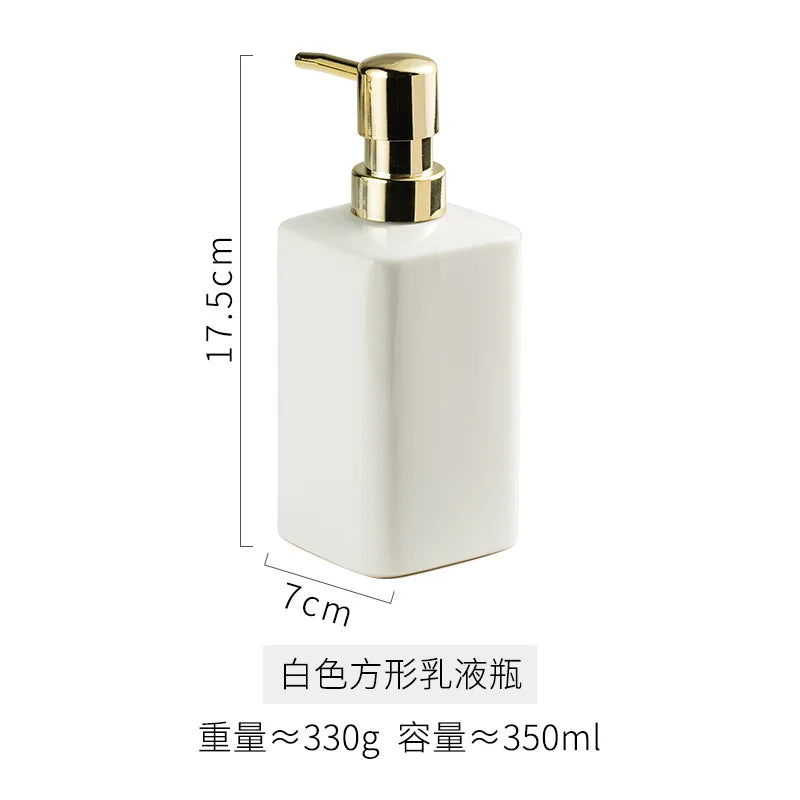 Enamel Hand Soap Shower Gel Dispensing Bottle Household Ceramic Soap Dispenser Gold Press Lotion Bottle Bathroom Accessories New